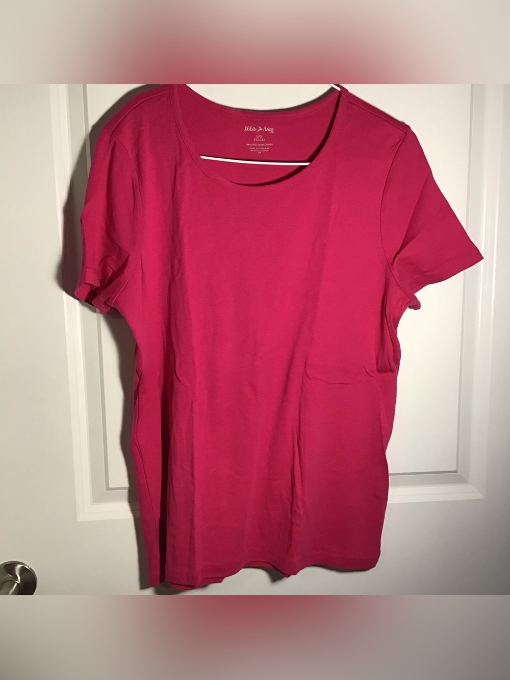 White Stag Vibrant Pink Short-Sleeve Scoop Neck Tee L